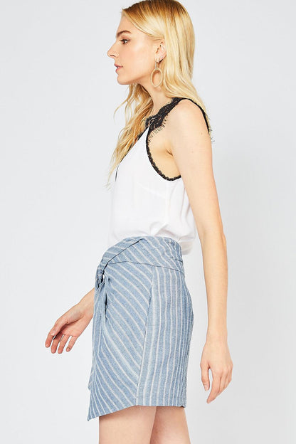 faux wrap pinstripe skirt-Skirts-Entro-RK Collections Boutique