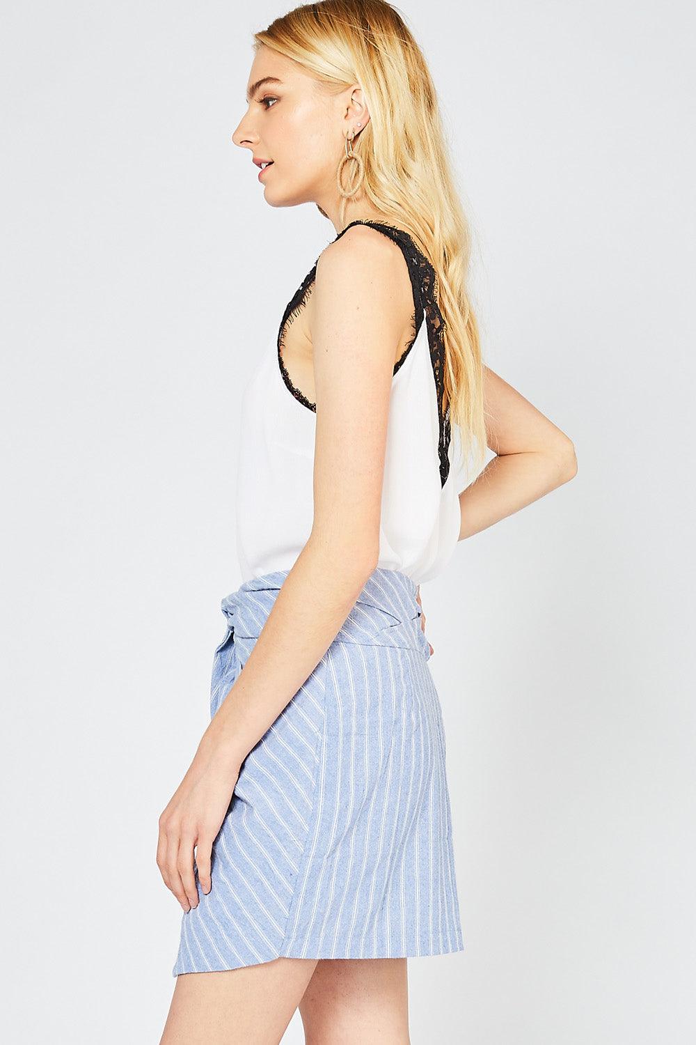 faux wrap pinstripe skirt-Skirts-Entro-RK Collections Boutique