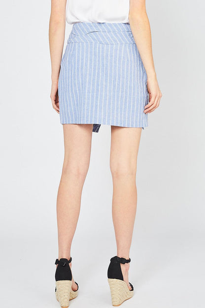 faux wrap pinstripe skirt-Skirts-Entro-RK Collections Boutique