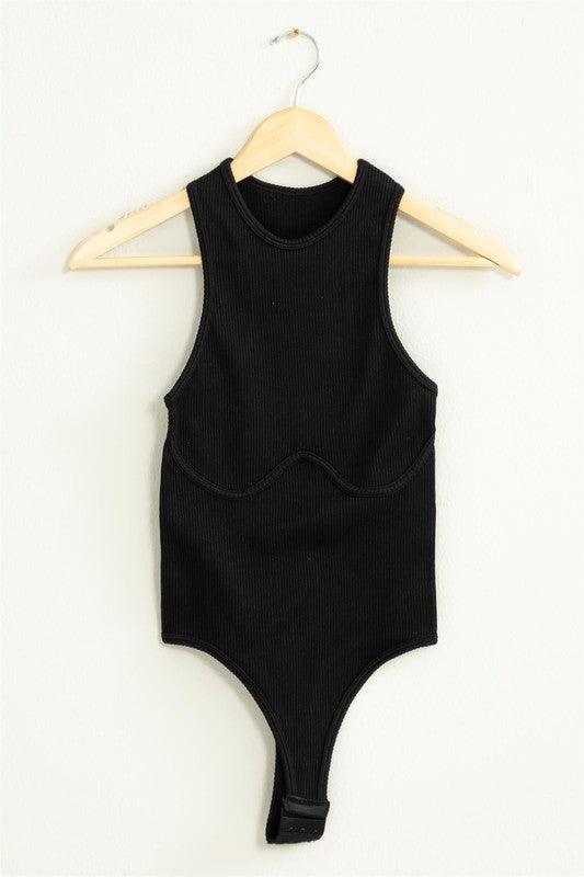 under bust seam ribbed bodysuit - RK Collections Boutique