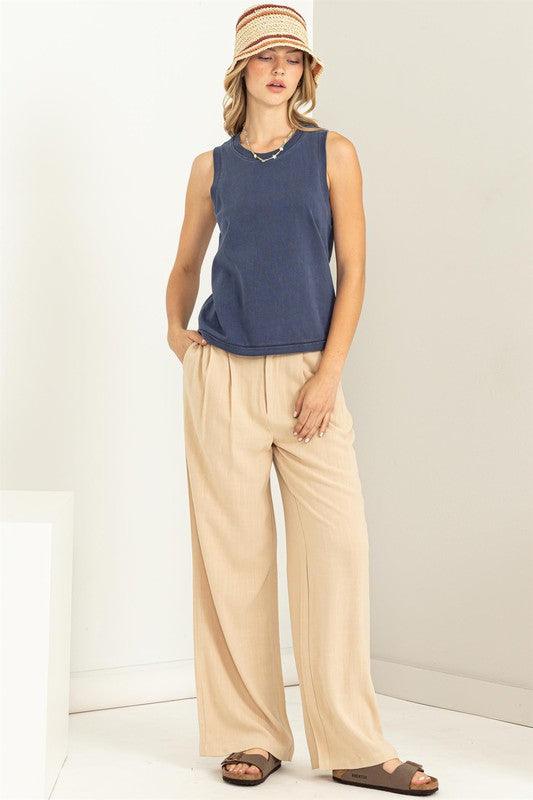 high waist wide leg linen pant - RK Collections Boutique