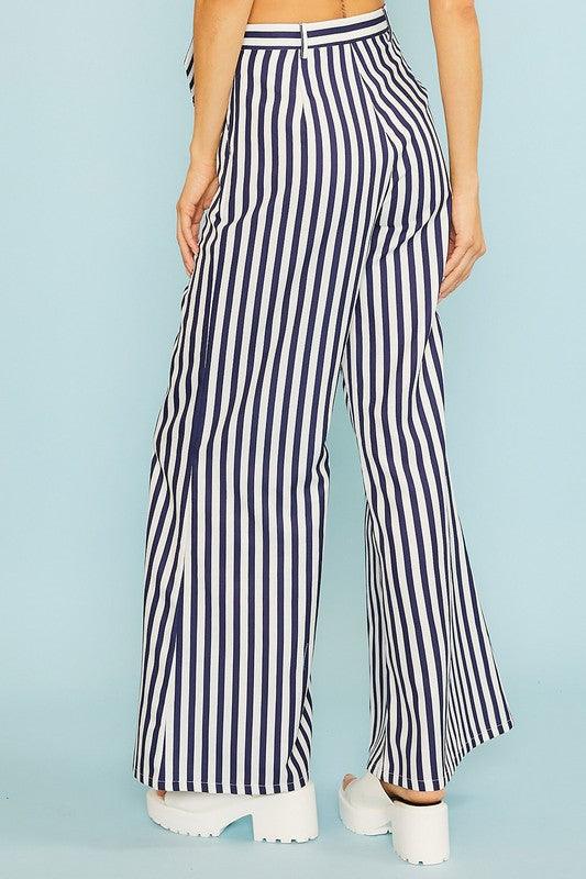 vertical stripe wide leg pants - RK Collections Boutique