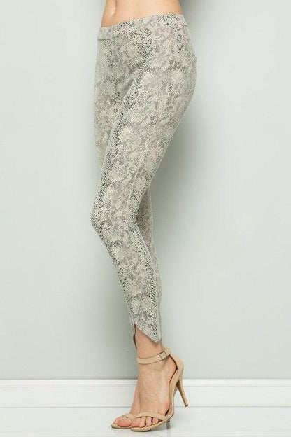 front cut detail snake printed pants - RK Collections Boutique