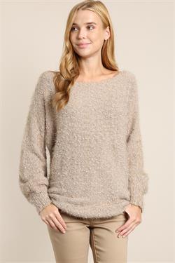 Fuzzy Long Sleeve Knit Sweater-Tops-Sweater-L Love-RK Collections Boutique