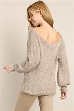 Fuzzy Long Sleeve Knit Sweater-Tops-Sweater-L Love-RK Collections Boutique