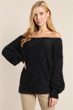 Fuzzy Long Sleeve Knit Sweater-Tops-Sweater-L Love-RK Collections Boutique