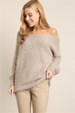 Fuzzy Long Sleeve Knit Sweater-Tops-Sweater-L Love-RK Collections Boutique