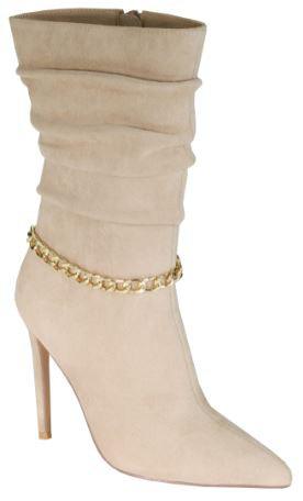 gold chain band pointed toe high heel bootie - RK Collections Boutique