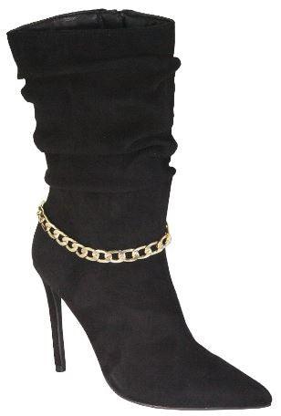 gold chain band pointed toe high heel bootie - RK Collections Boutique