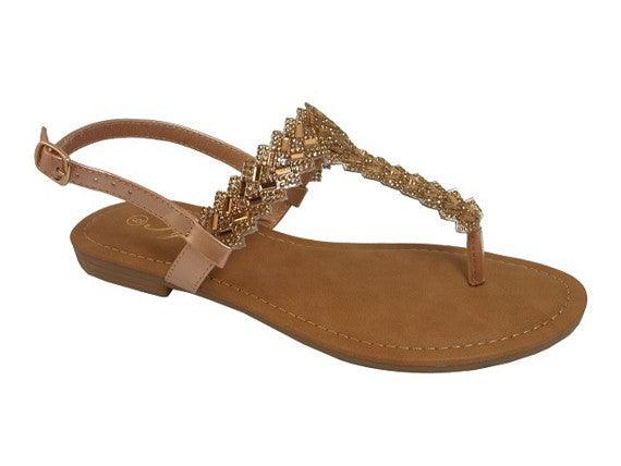 gold crystal sling back flip flop-Shoe:Flat-Sandal-Red Shoe Lover-Tan-Ruby-3-1-RK Collections Boutique