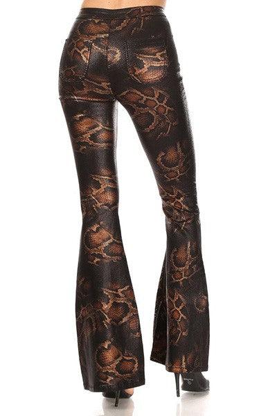 Metallic snakeskin high waist stretch bell bottom jeans-Jeans-JC & JQ-RK Collections Boutique