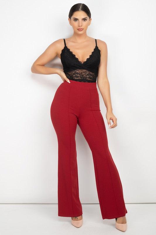 High Waist Banded Flare Pants-Pants-Haute Monde-RK Collections Boutique