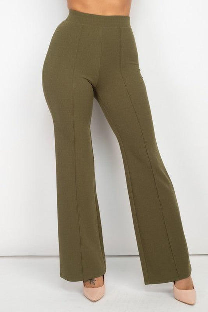 High Waist Banded Flare Pants-Pants-Haute Monde-RK Collections Boutique