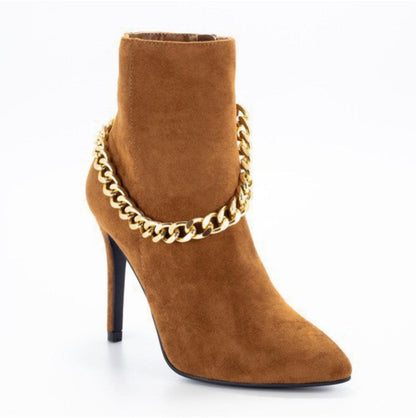 suede stiletto booties with chain - RK Collections Boutique