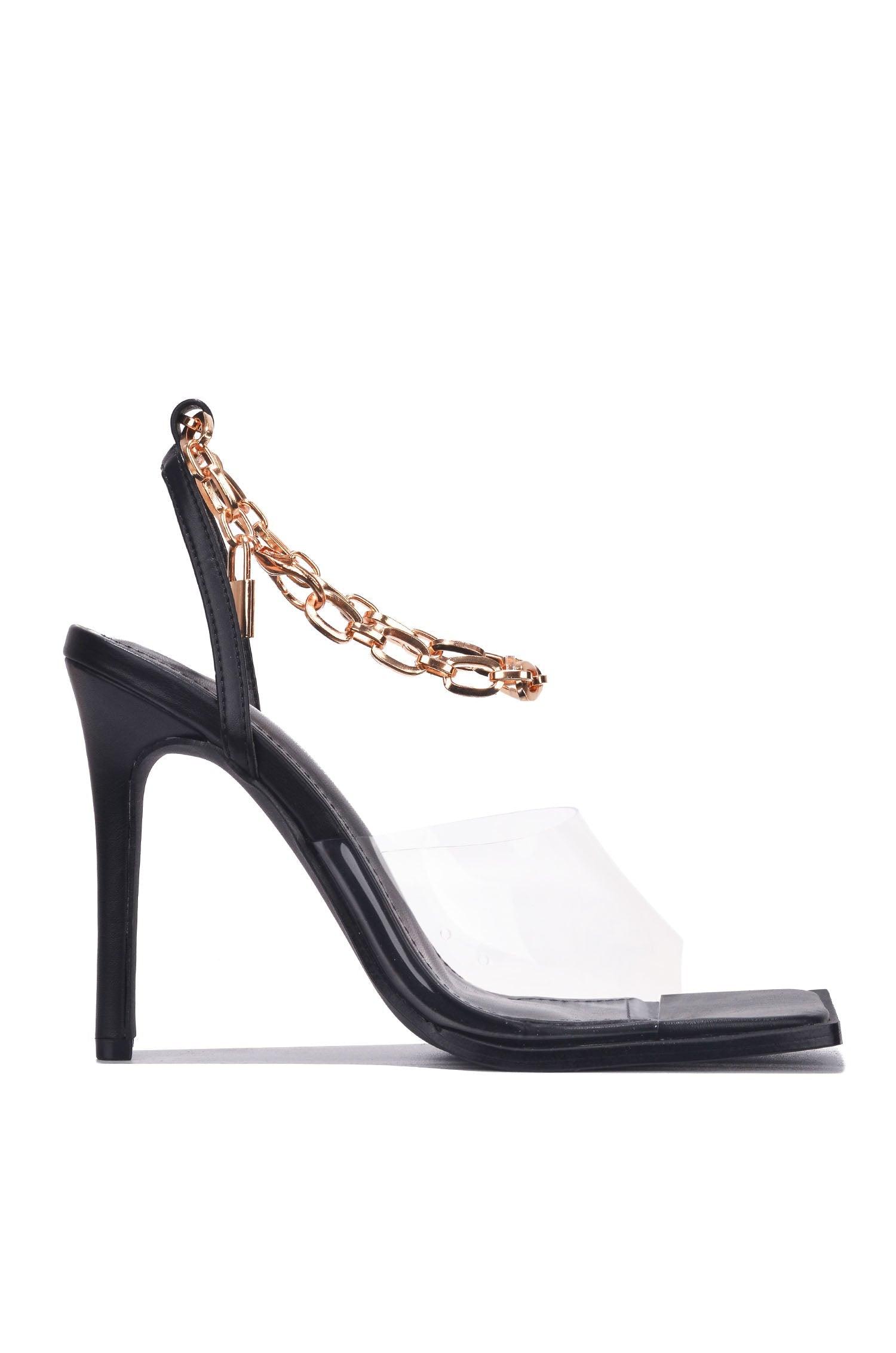 chain anklet clear strap heels - RK Collections Boutique