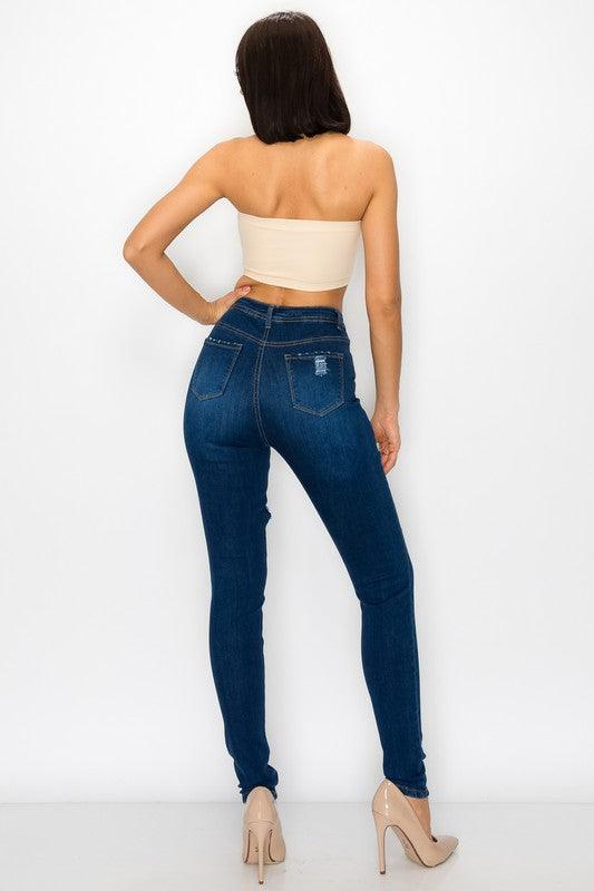 stretch high waist ripped skinny jeans LO-175-Jeans-Lover Brand-RK Collections Boutique