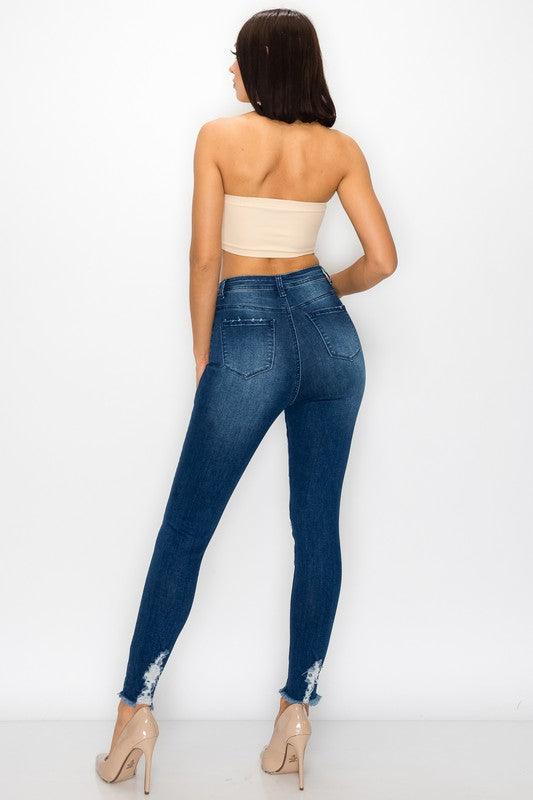 High waist ripped skinny jeans LO-181-Jeans-Lover Brand-RK Collections Boutique