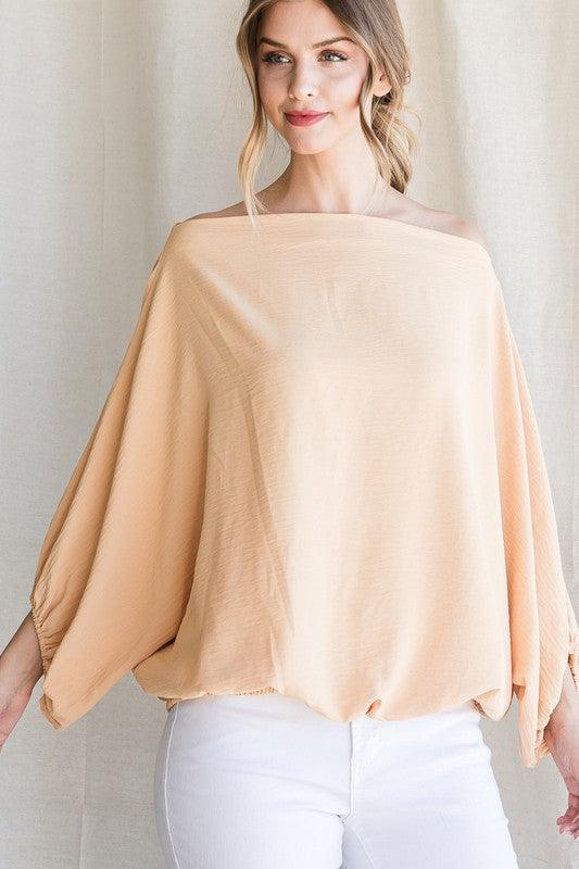 Off the Shoulder Boat Neck Balloon Sleeve Top-Tops-Long Sleeve-Jodifl-RK Collections Boutique