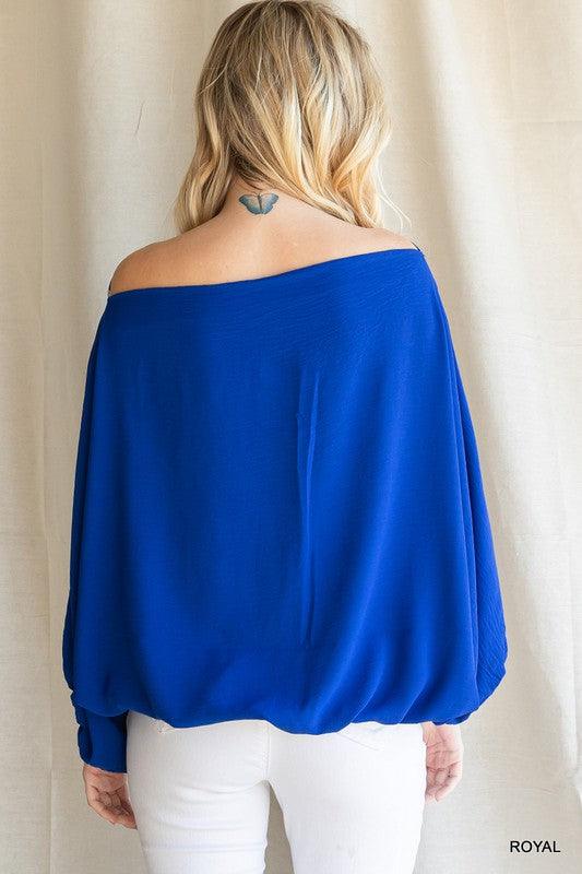 Off the Shoulder Boat Neck Balloon Sleeve Top-Tops-Long Sleeve-Jodifl-RK Collections Boutique