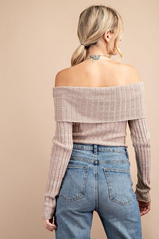 off the shoulder ribbed knit bodysuit - RK Collections Boutique