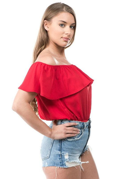 off the shoulder ruffle bodysuit-Tops-Bodysuit-DAY G-RK Collections Boutique