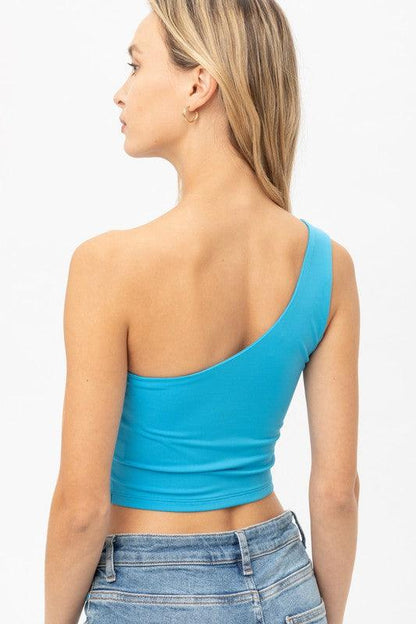 One shoulder side tie crop top-Tops-Sleeveless-Love Tree-RK Collections Boutique