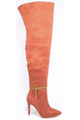 Suede over the knee chain stiletto boot - RK Collections Boutique