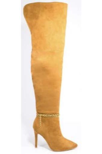 Suede over the knee chain stiletto boot - RK Collections Boutique