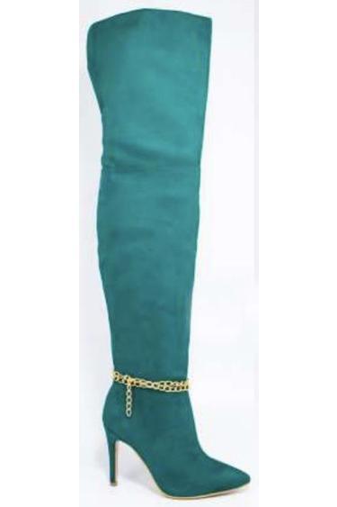 Suede over the knee chain stiletto boot - RK Collections Boutique