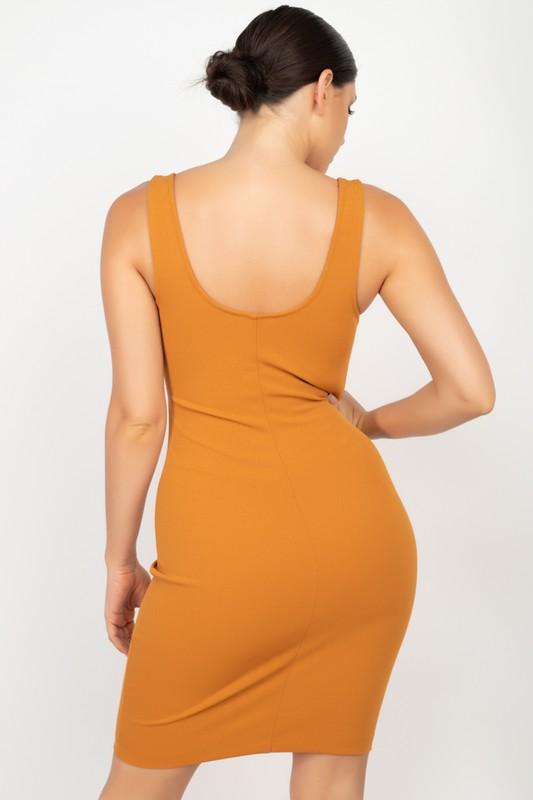 Ponte Notch Neck Bodycon Mini Dress-Dress-Haute Monde-RK Collections Boutique