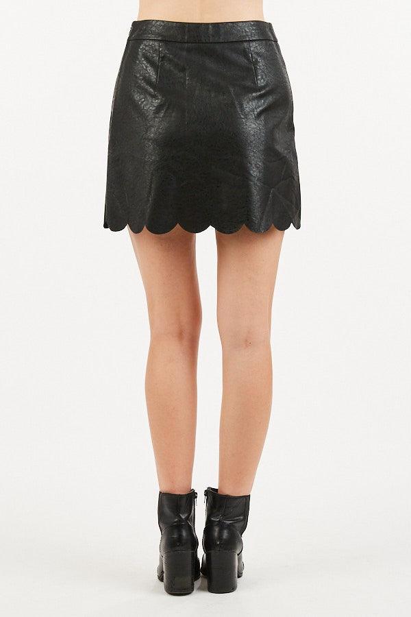 Scallop trim faux leather mini skirt-Skirts-Very J-RK Collections Boutique