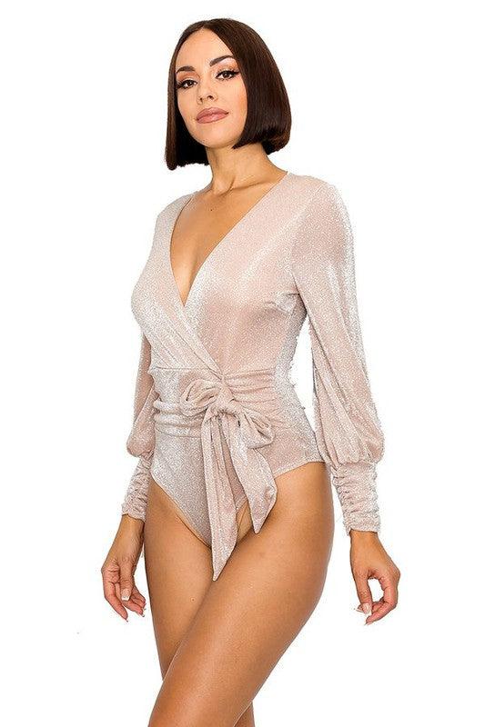 shimmer belted long sleeve bodysuit-Tops-Bodysuit-Gibiu-Mauve-GR40206-1-RK Collections Boutique