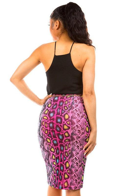 snakeskin slit knee pencil skirt-Skirts-DAY G-RK Collections Boutique