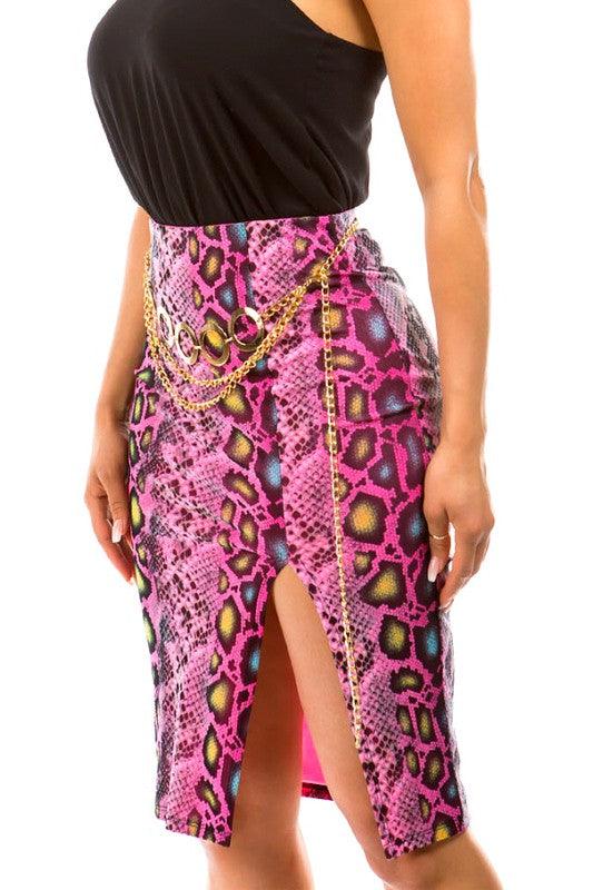 snakeskin slit knee pencil skirt-Skirts-DAY G-RK Collections Boutique