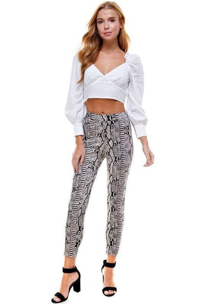 Suede snakeskin print pants-Pants-TCEC-RK Collections Boutique