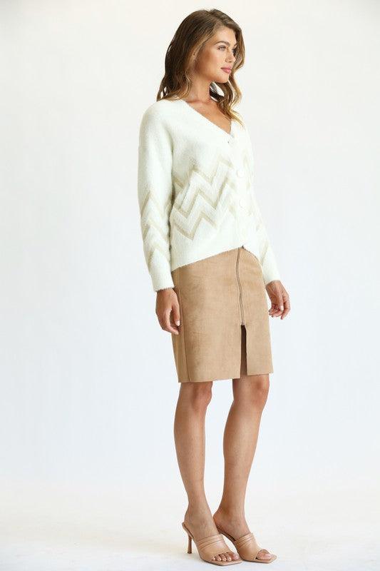 suede zip front pencil skirt - RK Collections Boutique