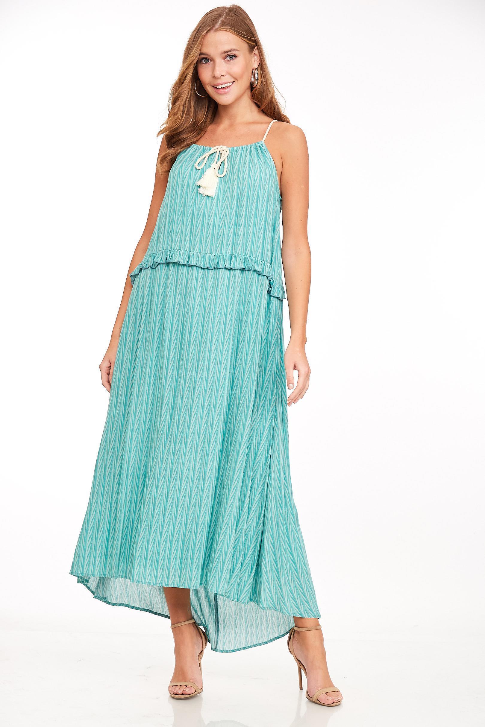 tassel tie chevron maxi dress-Dress-L Love-RK Collections Boutique