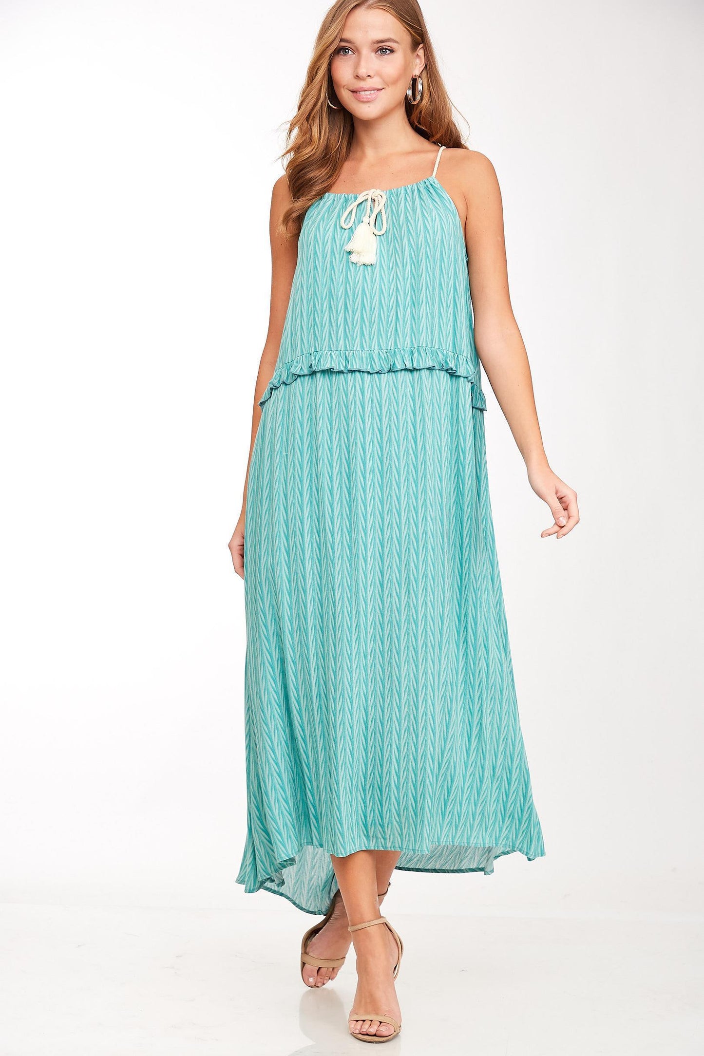 tassel tie chevron maxi dress-Dress-L Love-RK Collections Boutique