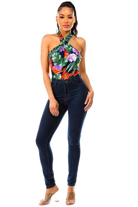 tropical print sleeveless bodysuit-Tops-Bodysuit-DAY G-RK Collections Boutique