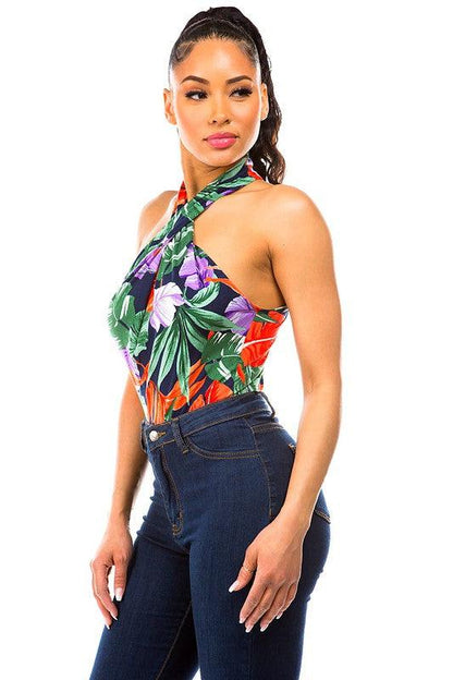 tropical print sleeveless bodysuit-Tops-Bodysuit-DAY G-RK Collections Boutique