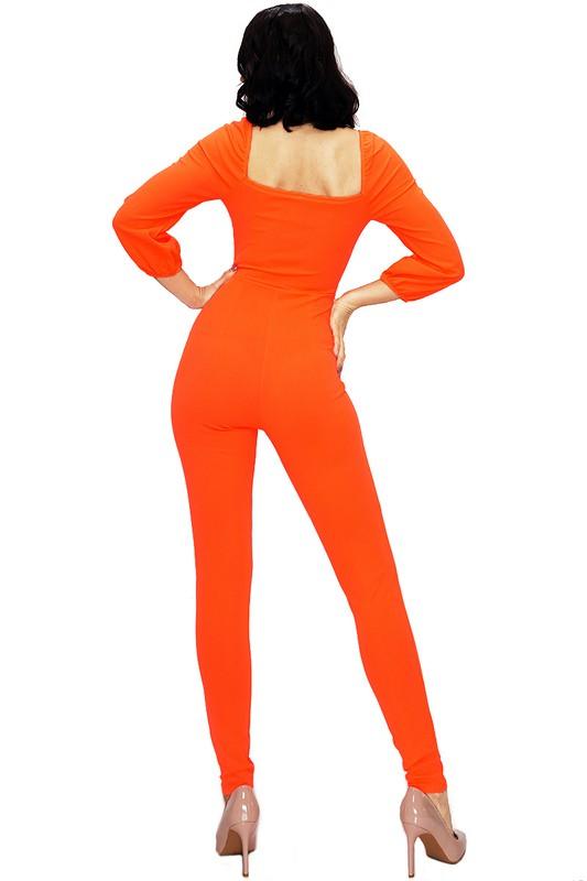 twist bust cutout long sleeve jumpsuit-Jumpsuit-Gibiu-RK Collections Boutique