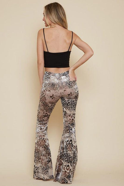 velvet leopard pull on bell bottoms-Pants-Saints & Hearts-RK Collections Boutique