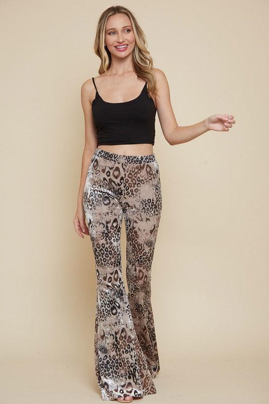 velvet leopard pull on bell bottoms-Pants-Saints & Hearts-RK Collections Boutique