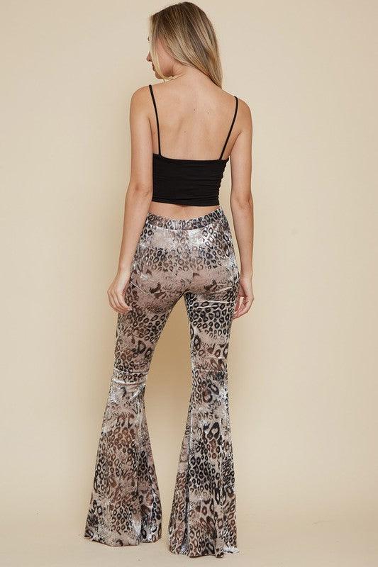 velvet leopard pull on bell bottoms-Pants-Saints & Hearts-RK Collections Boutique